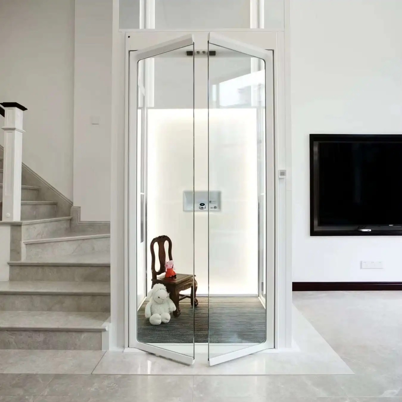 工場ガラスステンレス鋼垂直プラットフォームホームエレベーター階段リモートリフト障害者用