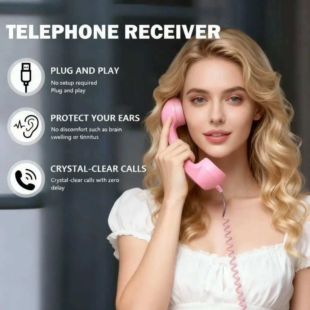 New Durable with Microphone Phone Handset Telephone Style Tangle Free Wire Telephone Handset Type-C Handheld Cell Phone Receiver