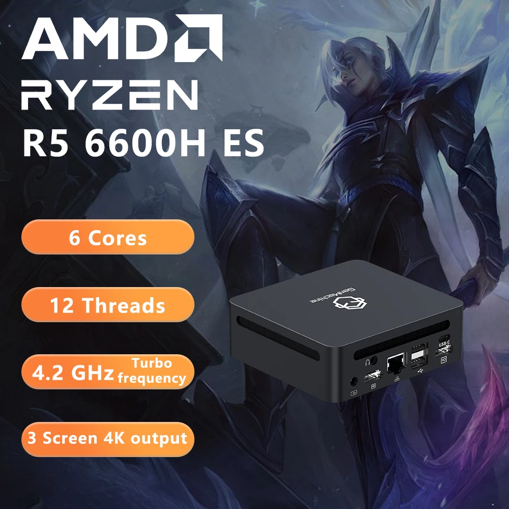 GenMachine AMD Ryzen Ren6000 Pro 6600H ES 6600U 6800H 4.5 جيجا هرتز 45 واط كمبيوتر صغير ويندوز 11 DDR5 16 جرام 6400 ميجا هرتز WIFI6 ألعاب كمبيوتر صغير لتقوم بها بنفسك