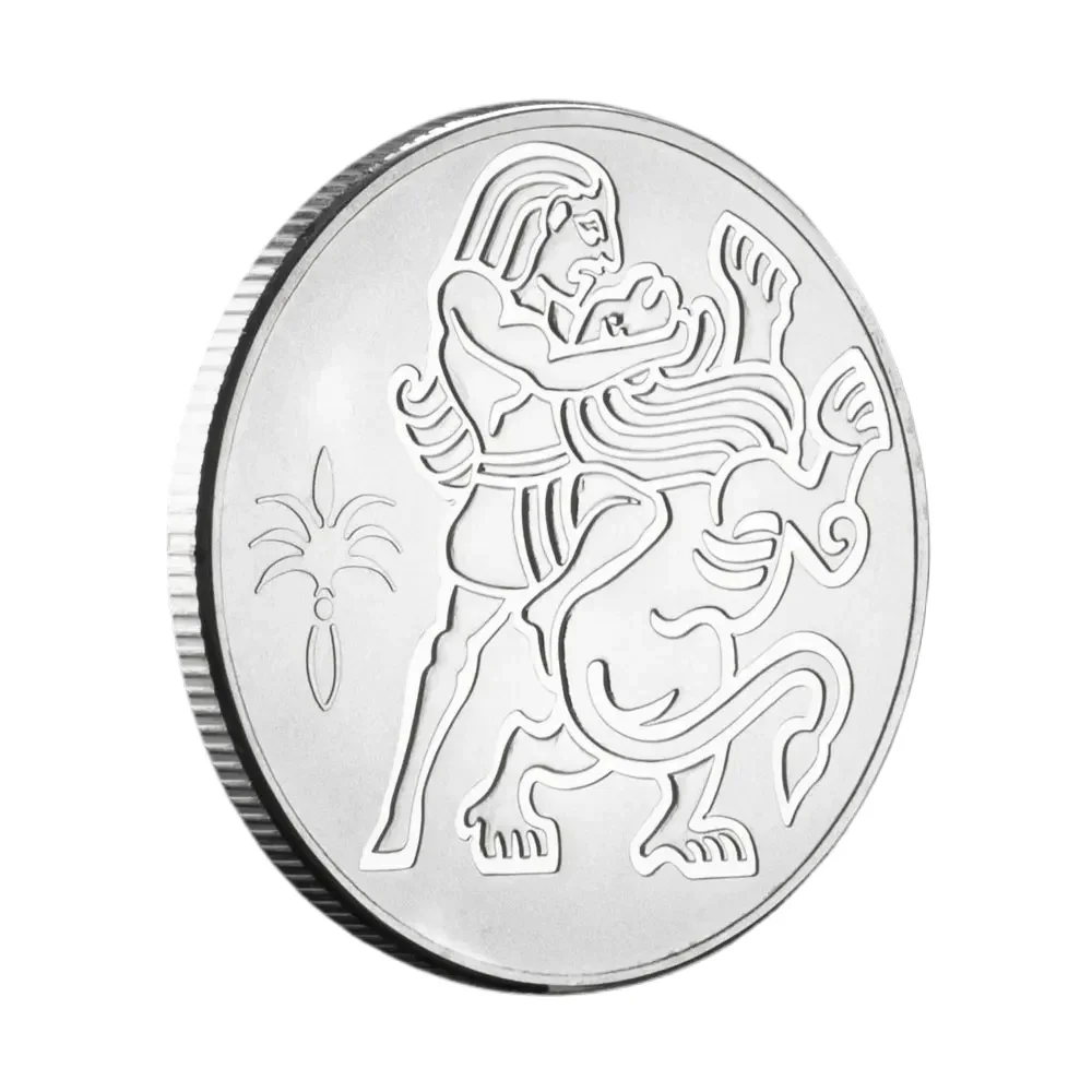 Samson and The Lion Collectioble Coins Silvery Plated Bible Story Pattern Souvenir Coin Collection Gift