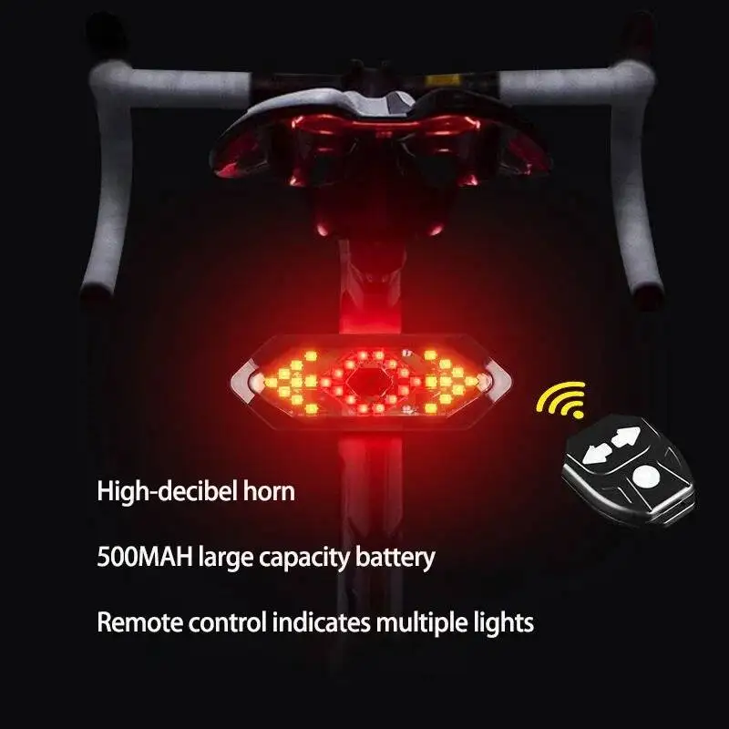 

ESLNF Rechargeable With Horn Cycling Bicycle USB Modes 5 Turn Taillight Smart Light Indicator Control Remote Safety Lamp