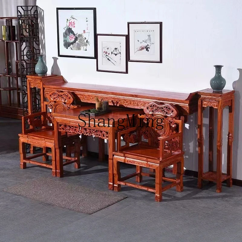 

SM Zhongtang four-six-piece set, all solid wood rural living room, ancestral hall house, Buddhist niche, Chinese style table