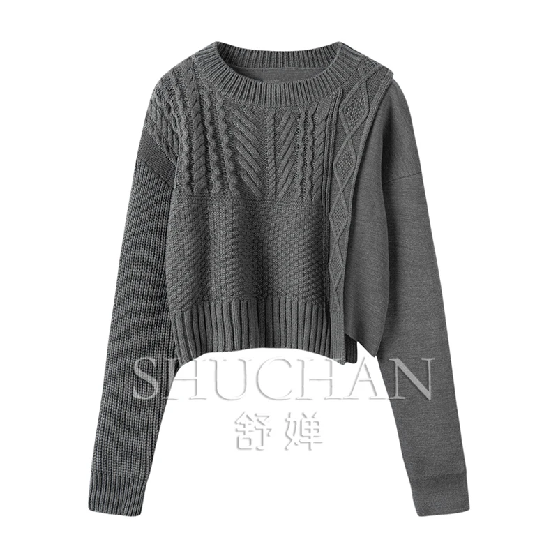 

patchwork 100% cashmere new casacos de inverno feminino pullover sueters de mujer sweater women