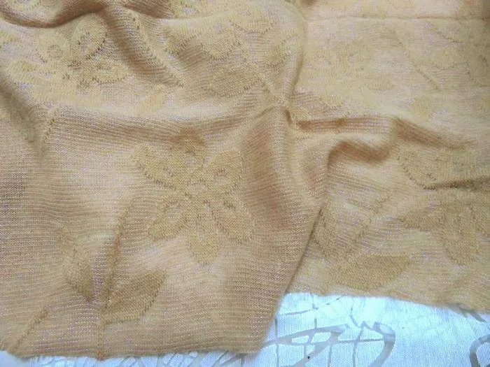 

Fabric Wide 130cm Knitted Wool Material Spring and Autumn New Product Apricot Camel Bottom Natural Petals Jacquard DIY Jacket1Pc