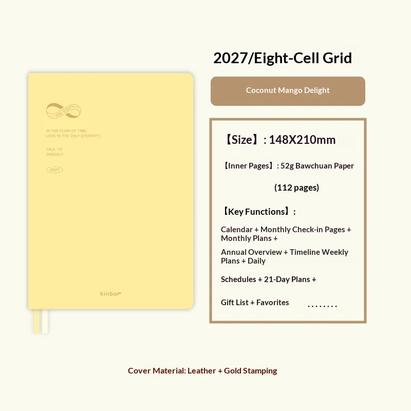 Kinbor 2027 Zeitplan/8-Teiliger A5-Planer, Wochenplaner zur Zeitmanagement-Organisation, Softcover-Notizbuch für tägliche Büroaufgaben