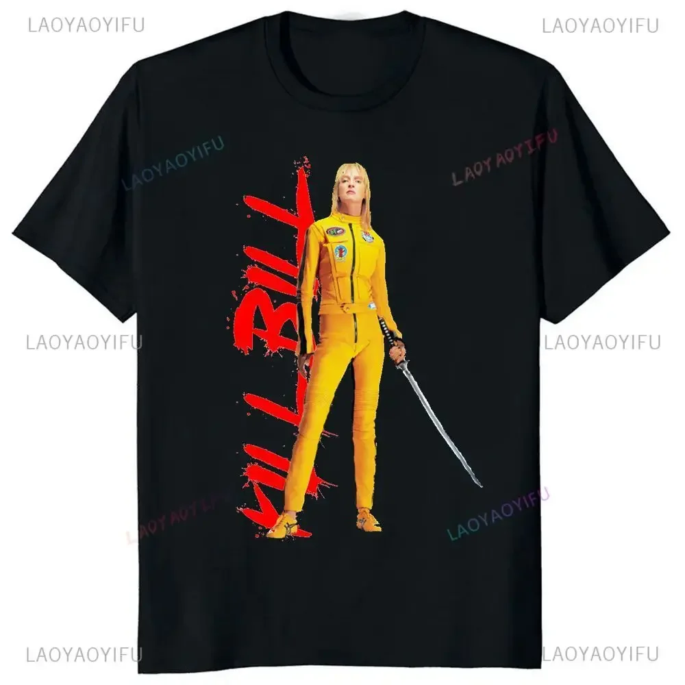 Klasyczny retro film akcji Kill Bill koszulka z nadrukiem letni trend Harajuku z krótkim rękawem unisex graficzna koszulka oversize