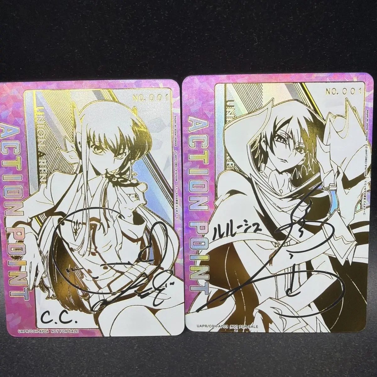 2pcs Diy UA Code Geass: Lelouch of The Rebellion Gold Foil‑Stamped Signature Card C.C. Lelouch Lamperouge Game Collectible Card