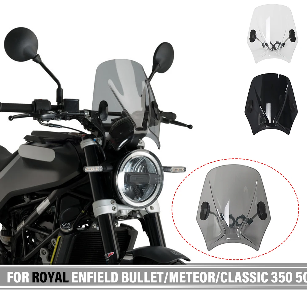 Motorcycle Windscreen Windshield Street Universal For Royal Enfield Bullet/Meteor/Classic 350 500 Interceptor 650 Continental GT