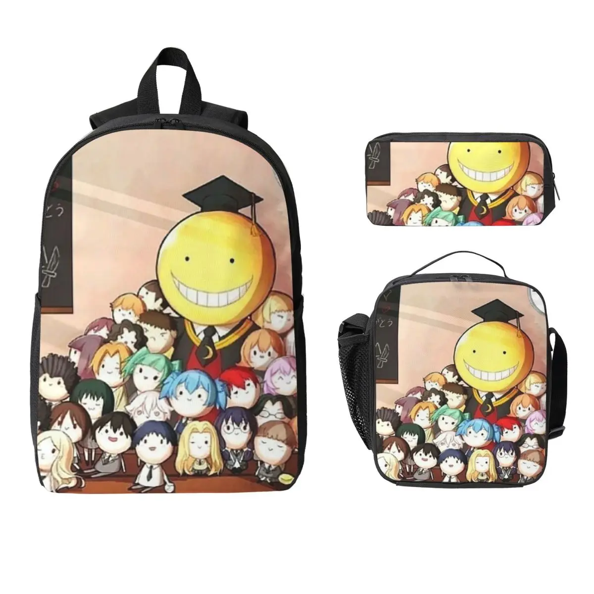 

Assassination Classroom Octopus Koro Sensei Backpack Student Boys Girls BookBag School Bag 3ps Insulated Lunch Bag Pencil Case