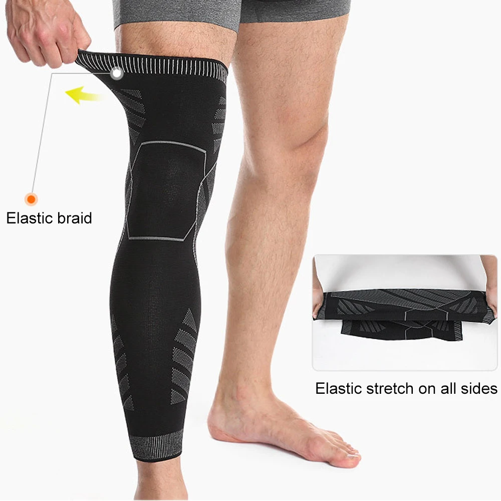 BraceTop 1 PC Full Leg Sleeves Long Compression Leg Sleeve Knee Sleeves Protect Leg, for Man Women Basketball, Arthritis Cycling