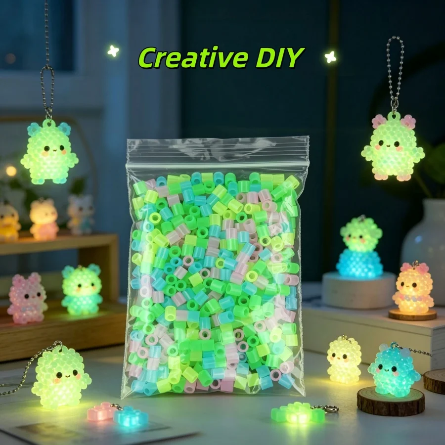 5mm Luminous Perler Beads Refill Pack, Loose Multiple Colors, Fuse Beads for DIY Handmade Puzzle