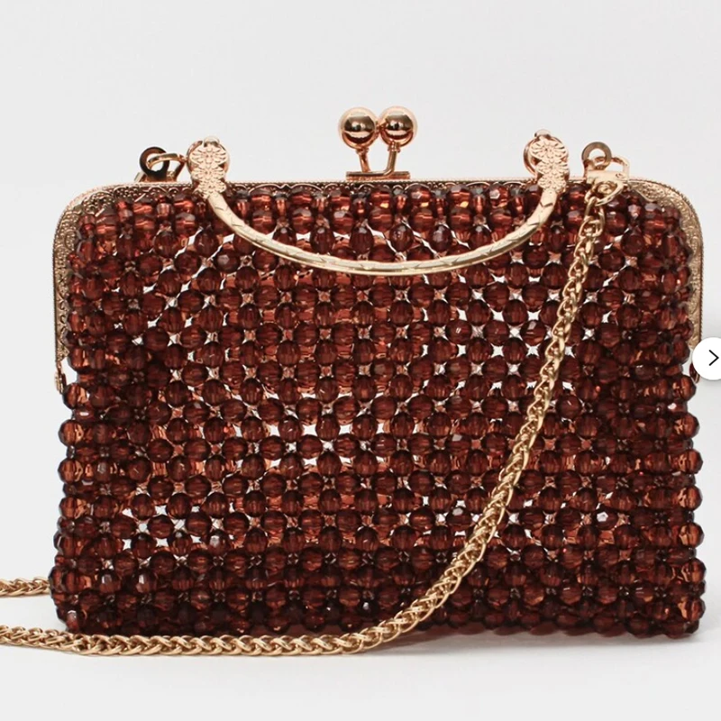 

Women's Fashion Clip Bags Luxury High-end Party Banquet Handbag Acrylic Bead Production Customizable Color Large Crossbody Bag