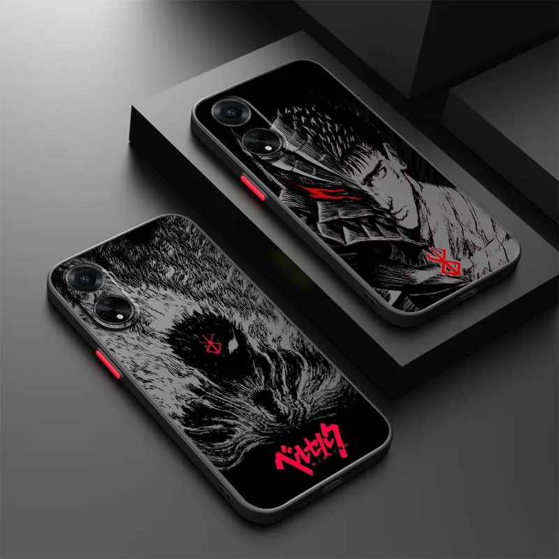 

Anime Berserk Cartoon Art For OPPO Find X3 X5 Lite Pro A98 A94 A93 A78 A79 A76 A58 A57 5G Frosted Translucent Phone Case