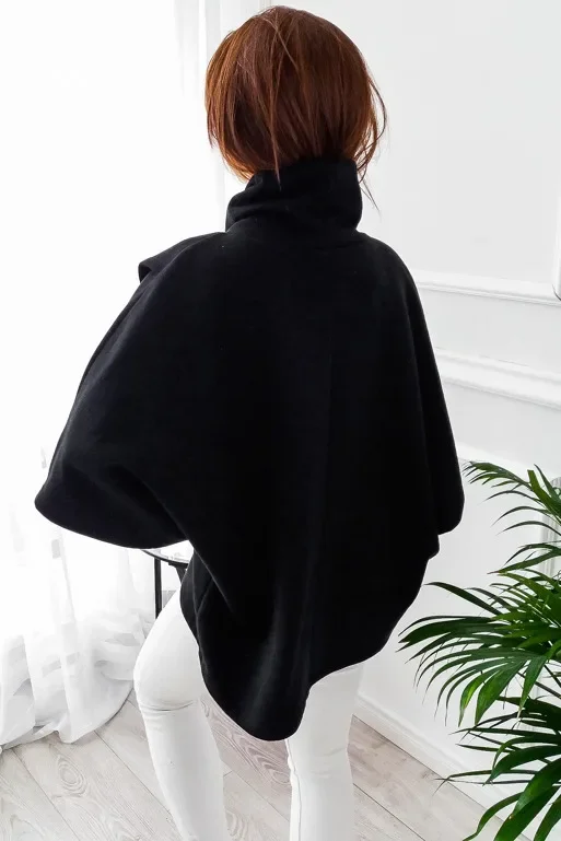 Autumn Winter Thick Warm Sweatshirt Fleece Cloak Bat Sleeved High-necked Sweater Top Cape Tops Chic 2023 Wholesale Drop Shipping