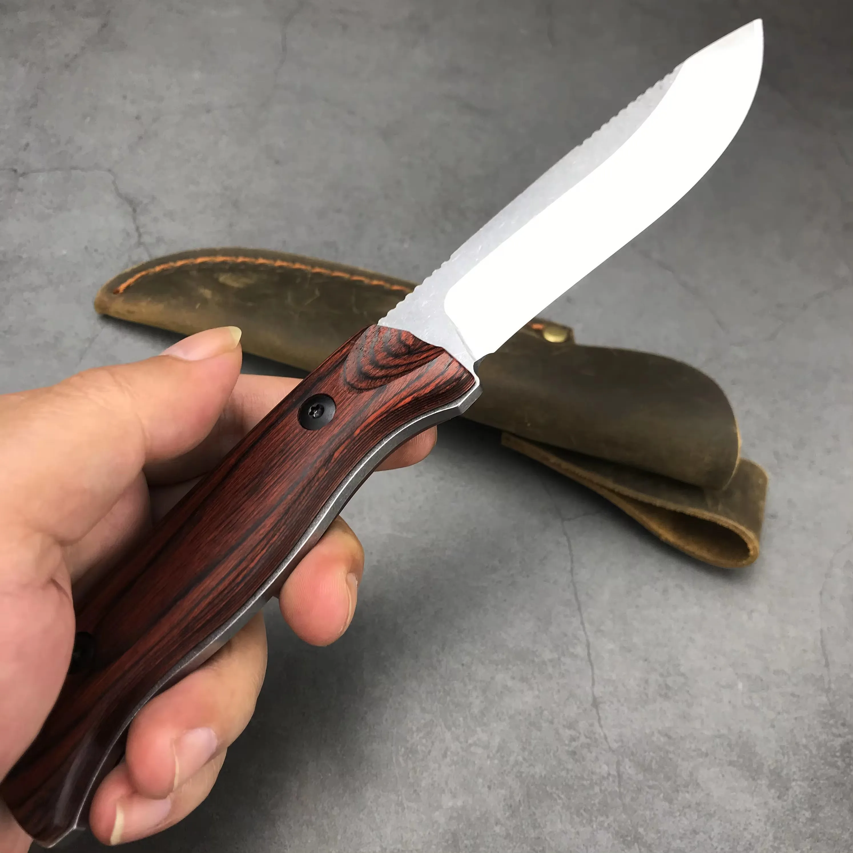 BM 15002 Hunt Saddle Mountain Skinner Fixed Knife CPM-S30V Hiking Survival Tactical Knife Wooden Handle Wilderness Rescue Knife