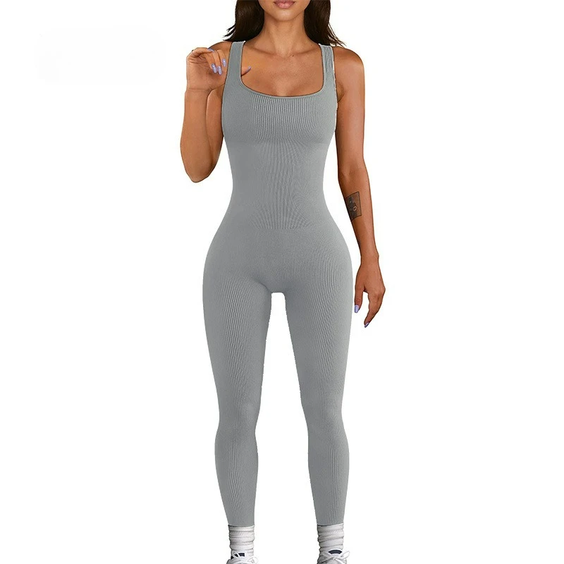 2025 Latest Seamless Yoga Jumpsuit with Chest Cushion for Sports Shaping Detachable Chest Cushion Thread Tight  Jumpsuit