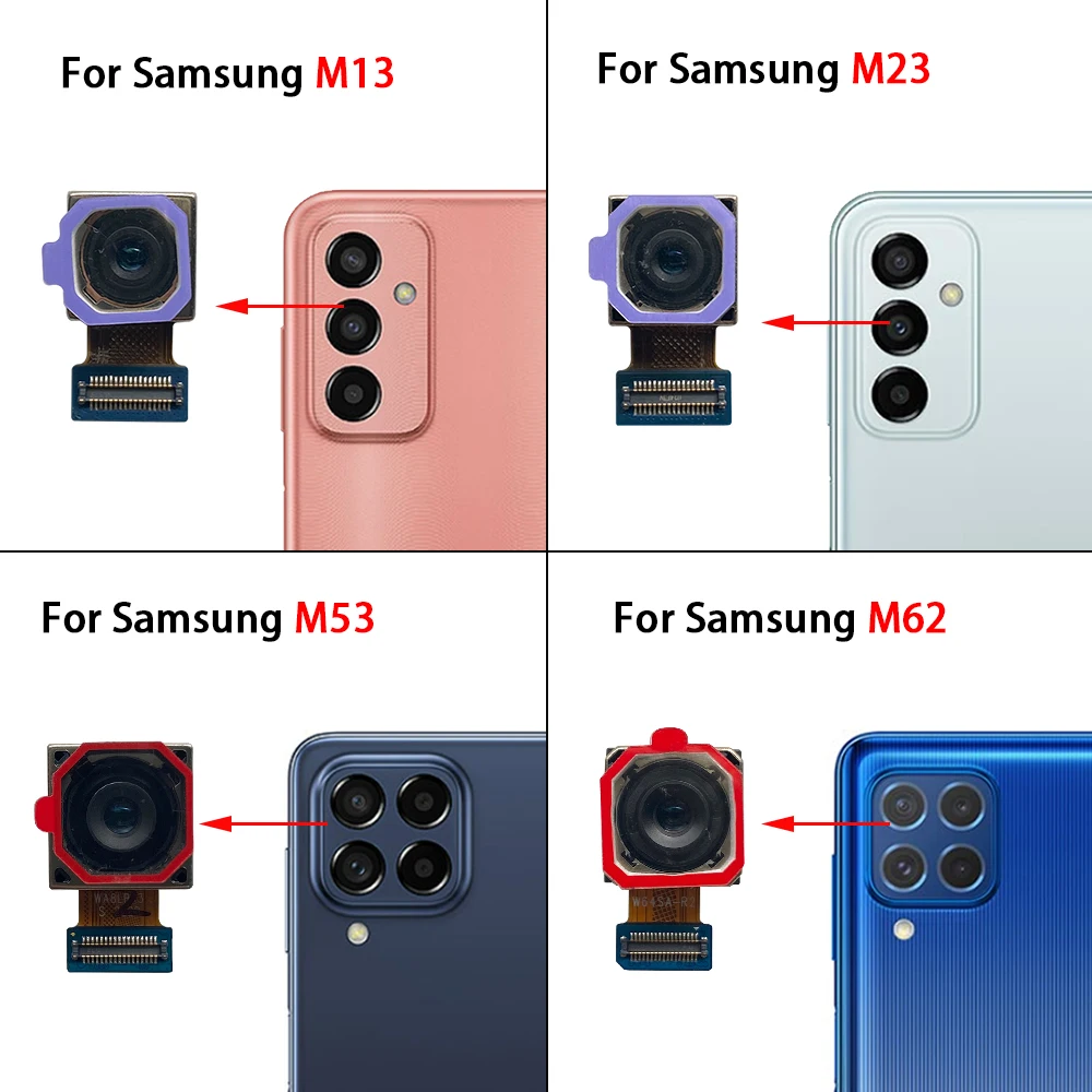 Tested For Samsung M13 M23 M30 M31 M32 M53 M62 M32 M22 M52 Back Rear Camera Module Flex + Front Facing Camera Replacement