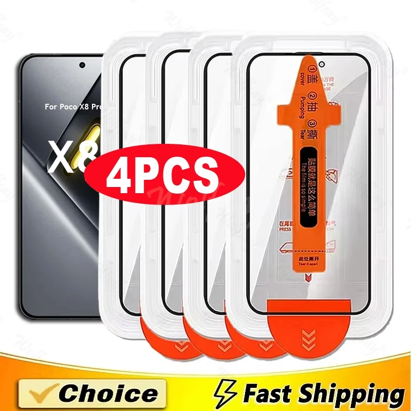 Vidrio de fácil instalación sin polvo para Xiaomi POCO X8 Pro Max, película protectora de pantalla oleofóbica, vidrio templado POCO X8 Pro Max