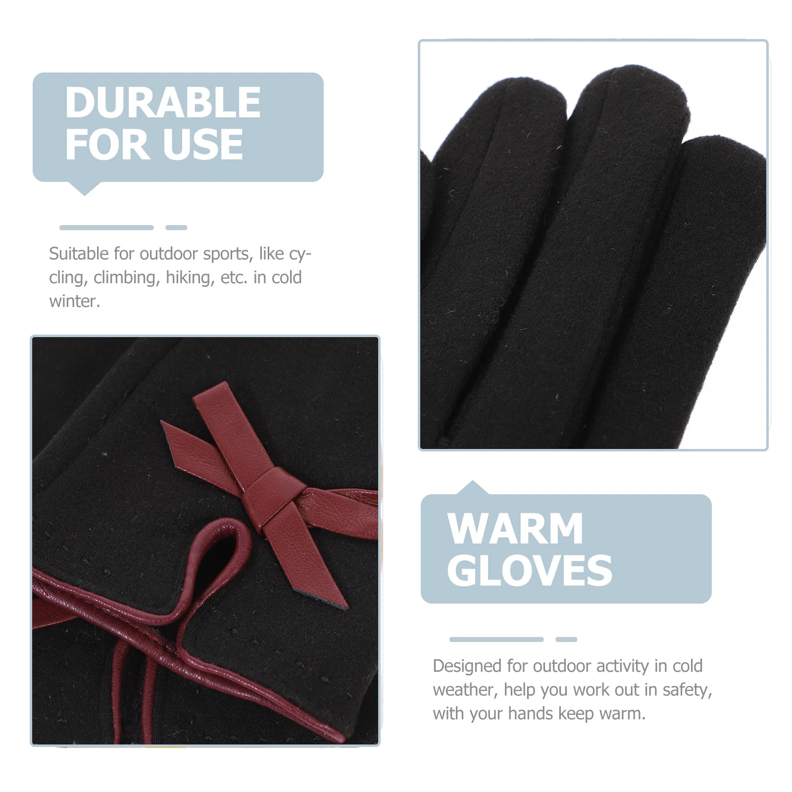 1Pair Women Winter Warm Gloves Touchscreen Thermal Gloves Outdoor Sports Cycling Hiking Driving Cold Weather
