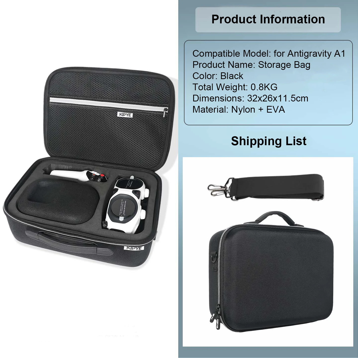 反重力 A1 用キャリングケース、反重力 A1 ドローン用アクセサリー、調節可能なショルダーストラップ付きの反重力 A1 用