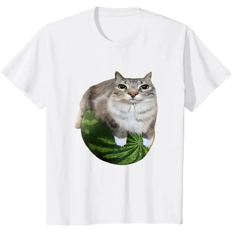 Watermelon Cat Silly Cat Meme T-Shirt A Hilarious Watermelon Print Shirt Is A Stylish Unisex Top for Both Men and Women