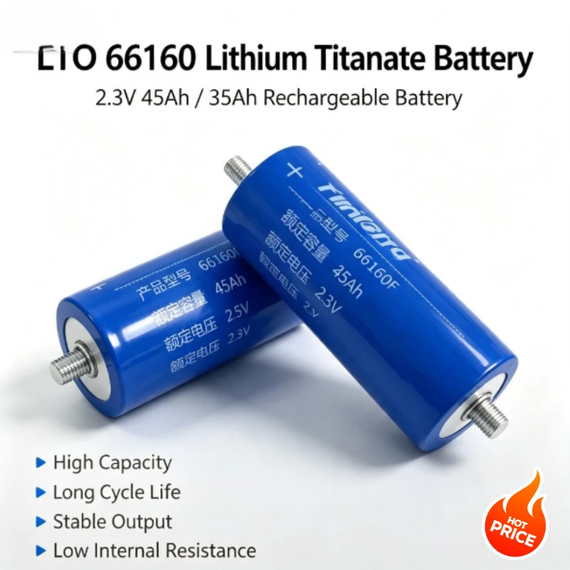 66160 Lithium Titanate Battery 2.3V 45Ah Rechargeable Battery Pack High Capacity Long Cycle Life for Energy Storage Power Supply