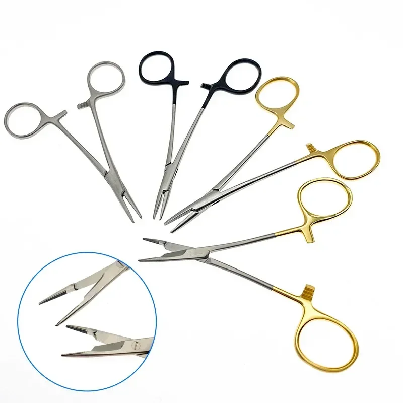 Porta agujas multifuncional de acero inoxidable con tijeras, porta agujas para cirugía plástica, herramienta para párpado doble