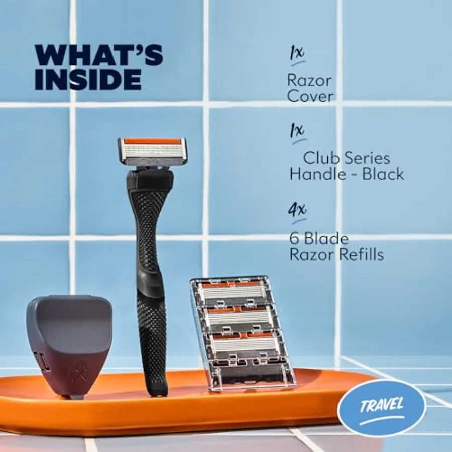 مجموعة حلاقة للسفر مع 4 خراطيش إعادة تعبئة إغلاق إضافية ومقبض واحد تتضمن غطاء ماكينة حلاقة للاستخدام النهائي المثالي لرحلة العمل #2