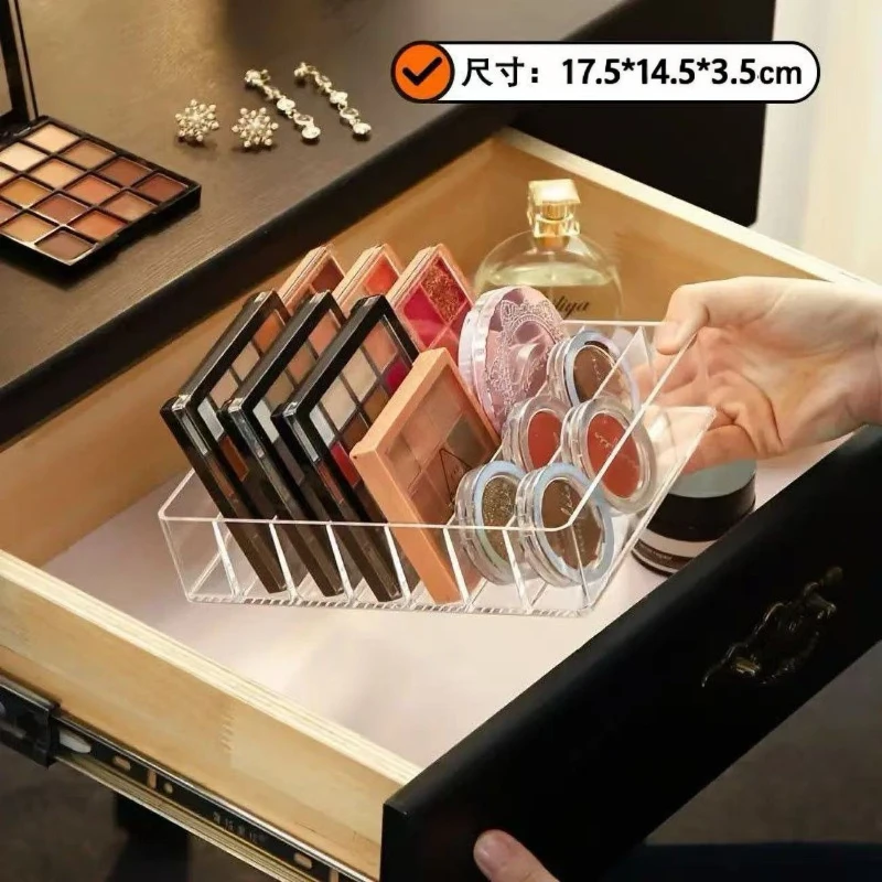 Eyeshadow Disc Storage, Cosmetics Storage Box, Lipstick Powder, Blush Shelf, Desktop Transparent Plastic Drawer Compartment