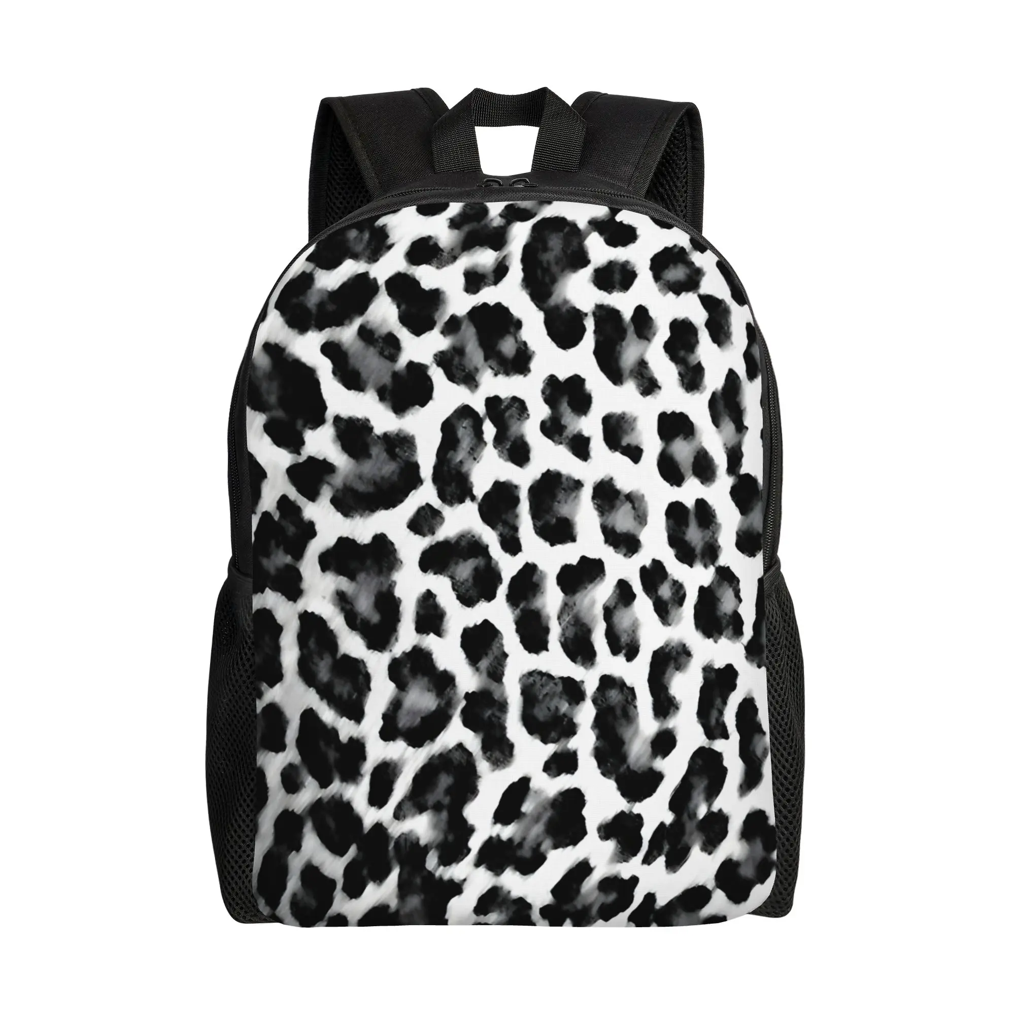 

Leopard Print Daypack Back to school season Black & White Leopard Print Casual Backpack