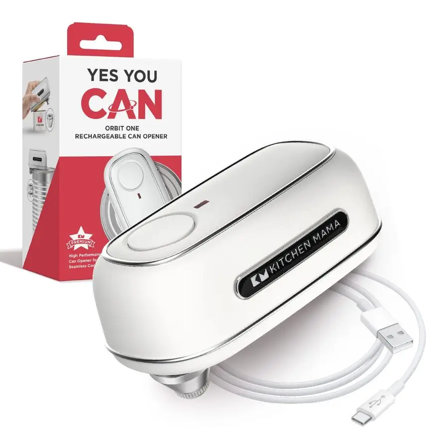 Orbit One Rechargeable Electric Can Opener Handsfree, USBC Charging, Automatic Stop, Smooth Edge, Safety, Blade for Large Cans,