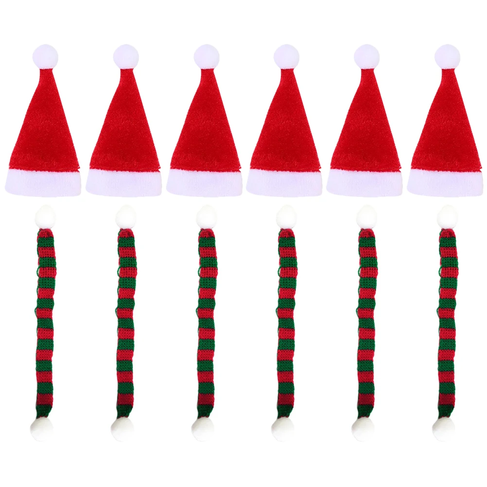 

Mini Santa Hat Christmas Headwear Crafts Small Ornaments Scarf Miniature Hats for Knitted Red