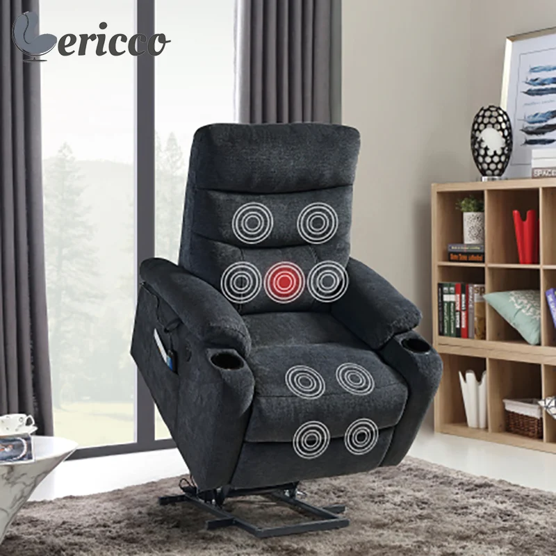 GERICCO Massage Chair USB Ports 2 Side Pockets Cup Holders Electric Power Lift Recliner Sofa with Massage and Heat for Elderly