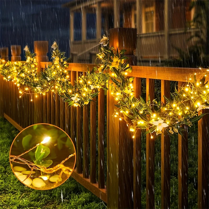 Lampu Hias Natal dengan Remote Control Timer 200LEDs, Lampu String Fleksibel dengan Kawat Perak untuk Kamar Tidur Asrama Pernikahan