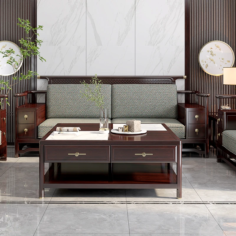 

Small apartment all solid wood square coffee table golden silk sandalwood household square table
