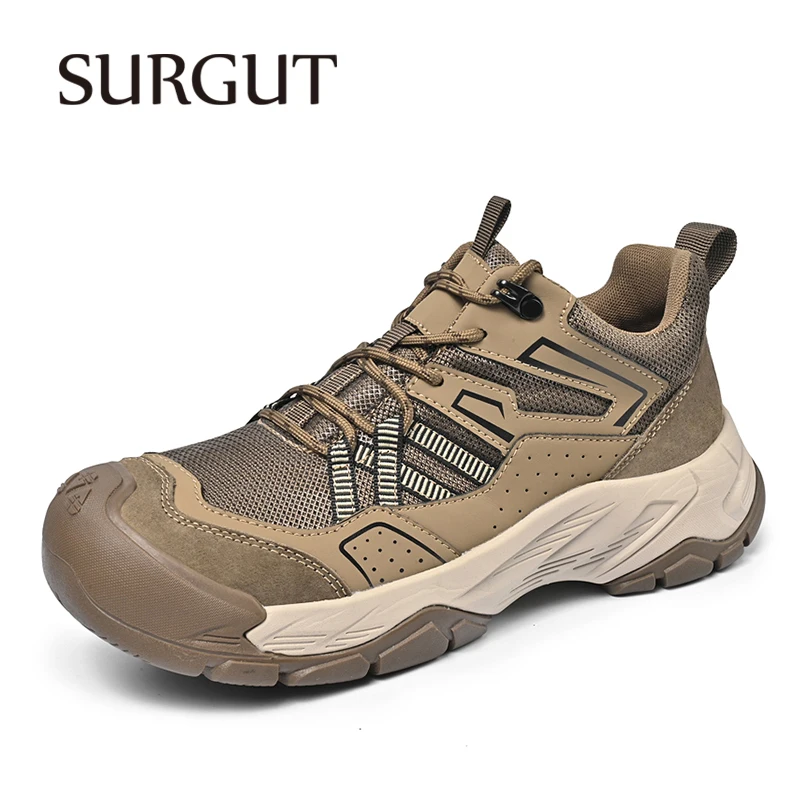 

SURGUT Autumn Men's Casual Shoes Breathable Upper Wear-Resistant Thick Rubber Sole Stable Arch Support Big Size 38-46