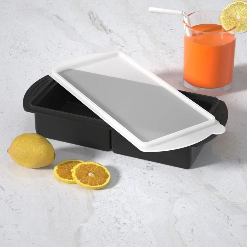 250ml/500ml Silikon-Eiswürfelform mit Einzelgitter und Deckel, Lebensmittel-Aufbewahrungsbox zum Einfrieren von Suppe – Detail 12
