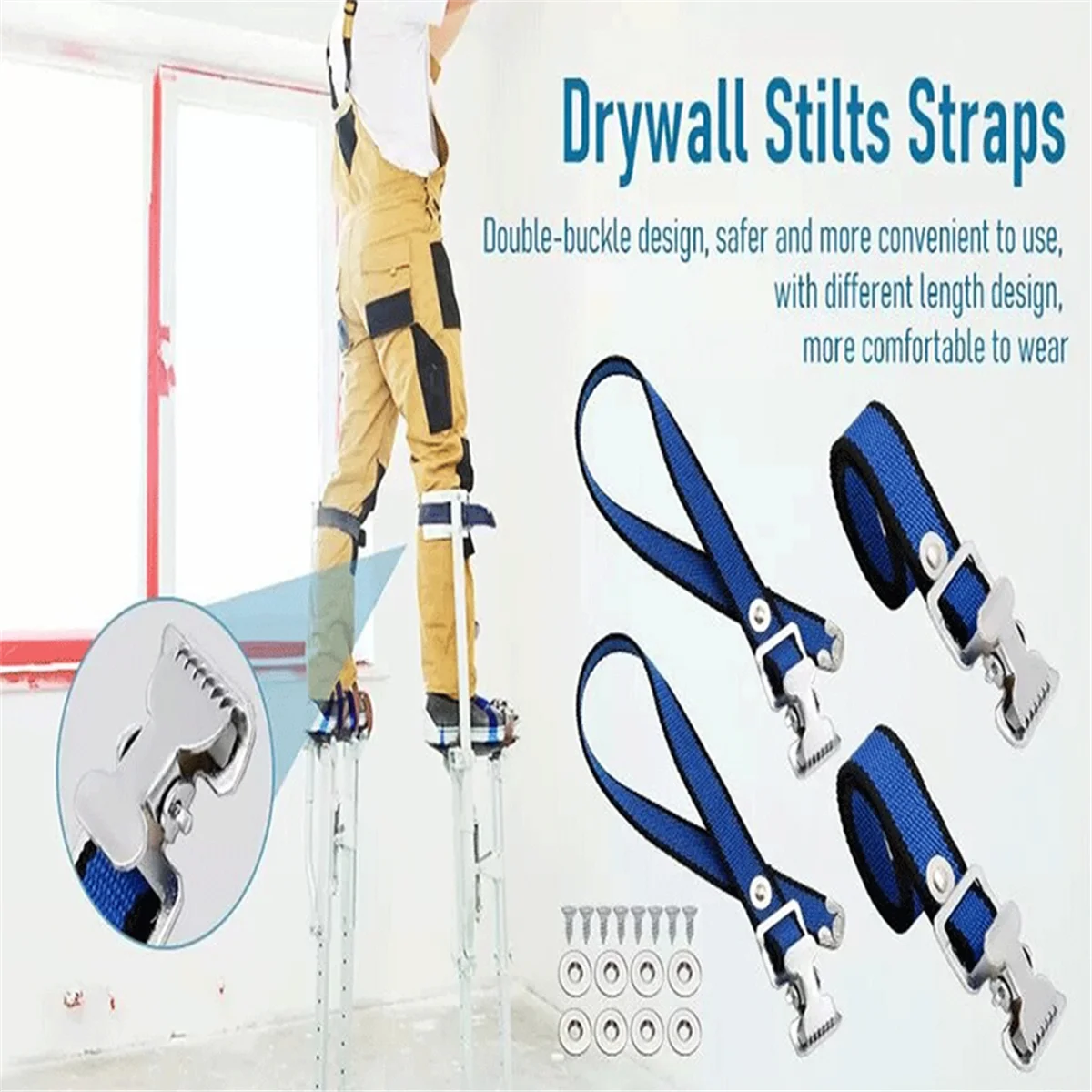 

AA98 4 шт. ремни для ходулей для гипсокартона, комплект регулируемых ремней для ног, комфортный ремень для фиксации ног, запасная часть