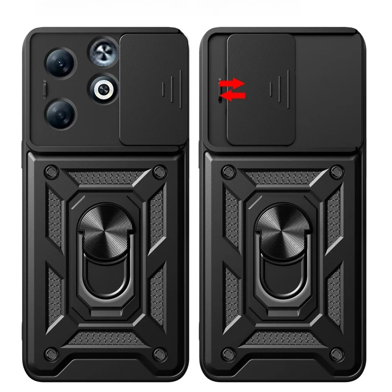 Funda For infinix Smart 8 Pro Case Slide Camera Protect Armor Phone Case for infinix Smart 8 Plus Car Magnetic Holder Ring Cover