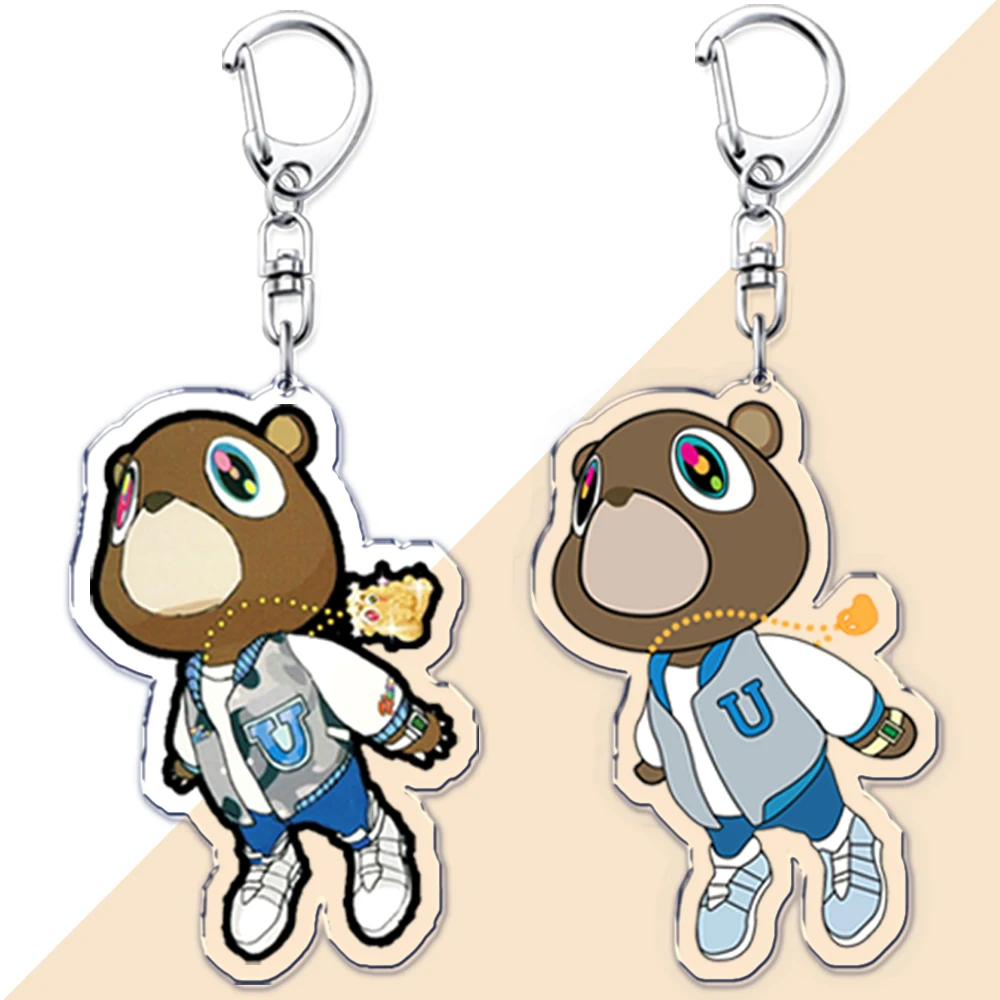 Popular Rapper YE Keychains for Accessories Bag Graduation Kanye Dropout Bear Key Chain Keyring Jewelry Fans Friends West Gifts