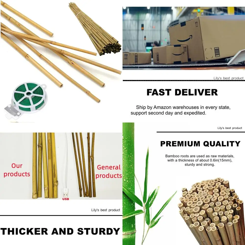 

Бамбуковые колья для растений — 50 упаковок деревянных садовых опоров высотой 6 футов для решеток, поделок и многого другого