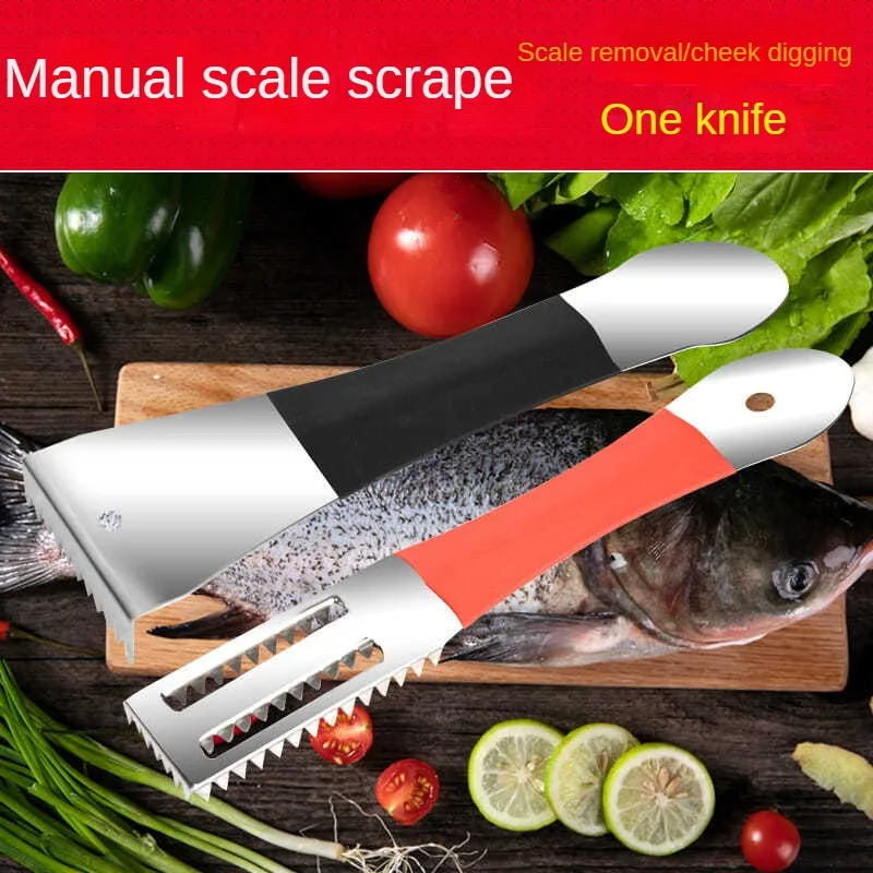 Portable Manual Fish Scaler Remover Cleaner Fishing Scalers Clean Battery Descaler Scraper Stainless  Seafood Knif Tools Kitchen