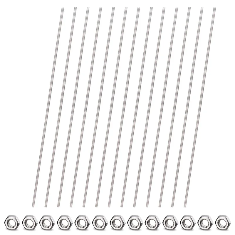 

A64Z 26Pcs 8/32Inch Threaded Rods And Hex Nuts, 12Inch Stainless Steel Fully Rod Threaded For Beaded Garden Stake Rods
