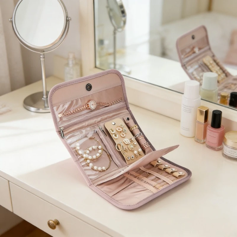 

1 шт., дорожная складная сумка-органайзер для ювелирных изделий, портативная сумка для ювелирных изделий для серег/колец/браслетов, дорожная сумка для хранения ювелирных изделий