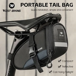 WEST BIKING Portable Bicycle Tail Bag 1.2L Ultralight Mini Bike Saddle Bag Waterproof Reflective Cycling Bag Bike Accessories