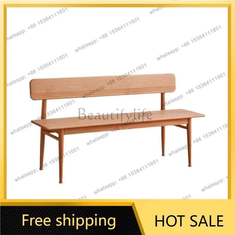 Factory Direct Sales Modern Simple Bench Solid Wood with Backrest Log Home