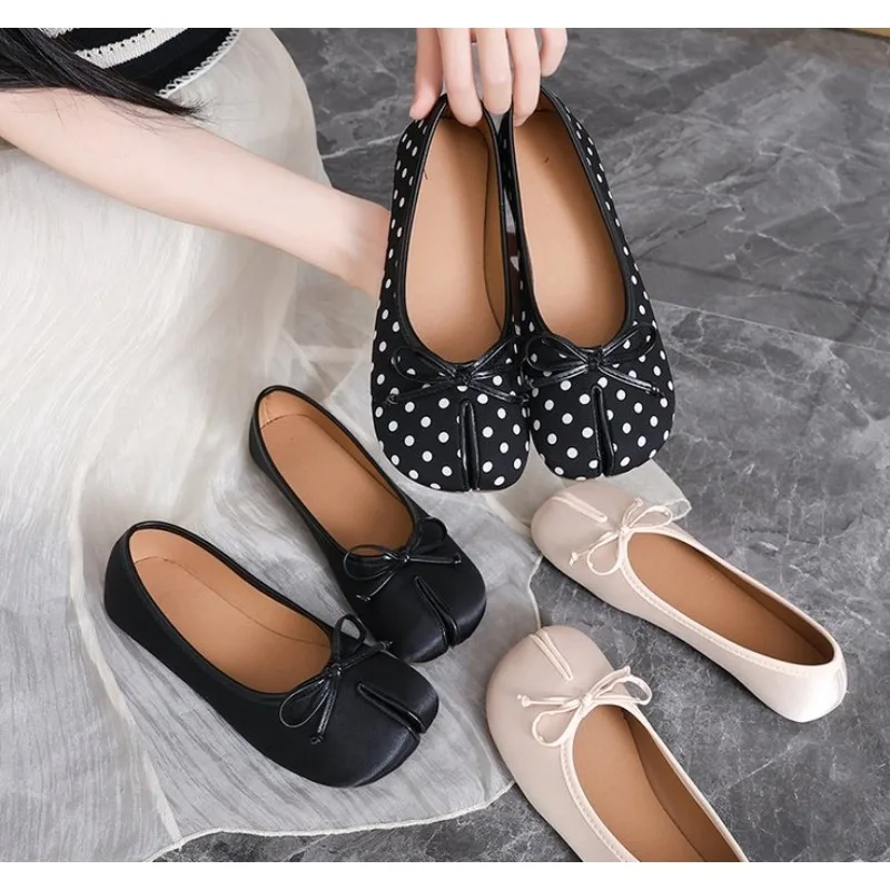 New Brand Women Flats Soft Ballet Shoes Slip on Loafers Soft Moccasins Tabi Ninja Casual Shoes Mujer Ladies Shoes Bow Knot Mujer