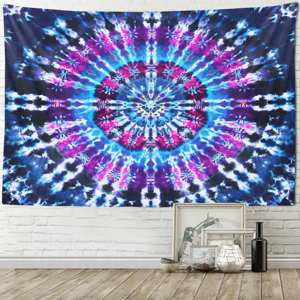 Geometric fractal art tapestry Mandala wall hanging colorful psychedelic witchcraft hippie home decoration room wall decoration