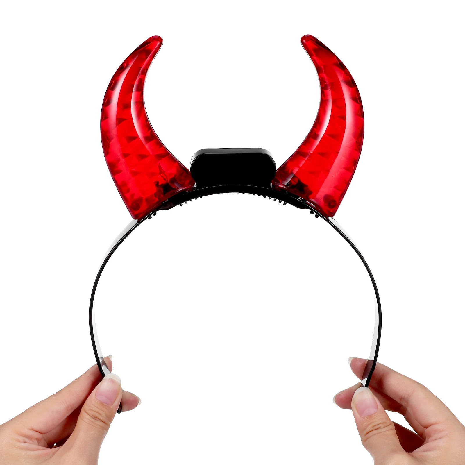 

1pc Glowing Red Horn Hairband LED Light Costume Headband Up Headbands Festival Party Costume Props Durable Styling Tools