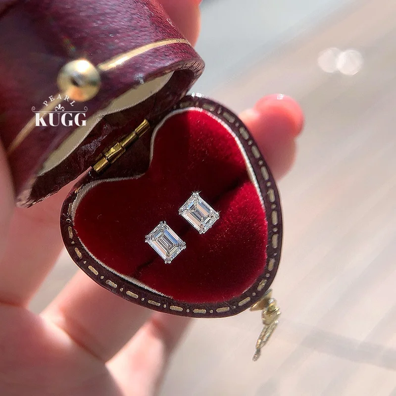 

KUGG серьги из 100% белого золота 18 карат, элегантный блестящий дизайн, серьги-гвоздики со настоящими натуральными бриллиантами 0,60 карата для женщин, ювелирные изделия для вечеринок